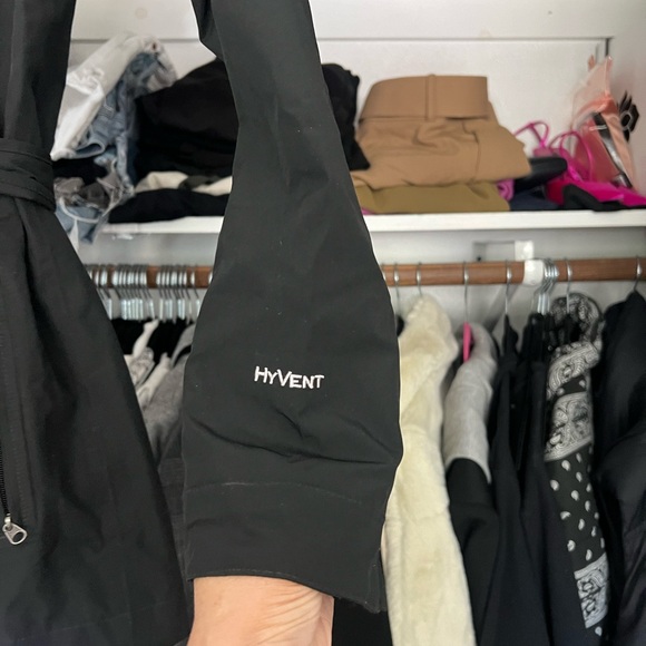 The north face k ayre hyvent belted black trench rain jacket S - Picture 9 of 16